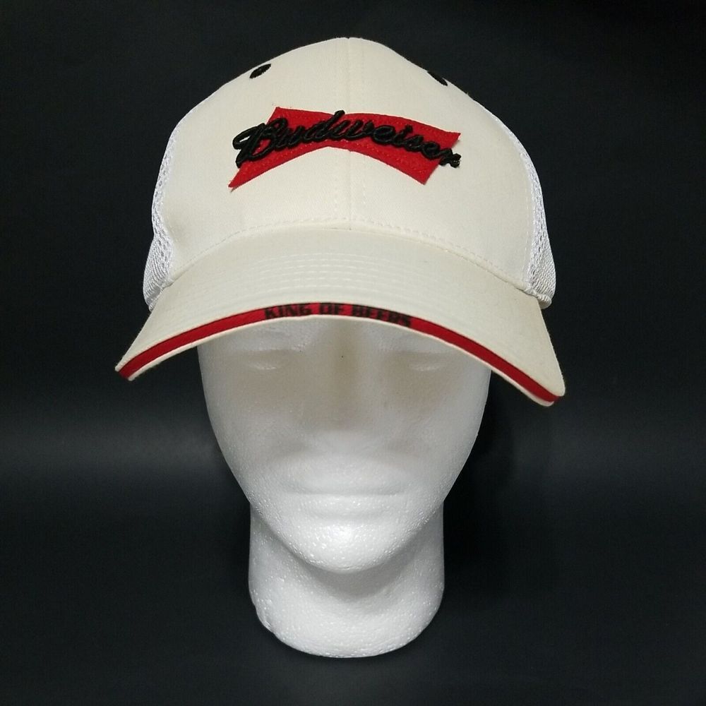 Budweiser Cap Headwear Hat Net‎ Vent Back Men's White/Beige